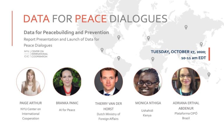 Data for Peace Dialogues: Data for Peacebuilding and Prevention; NYU International Cooperation Center